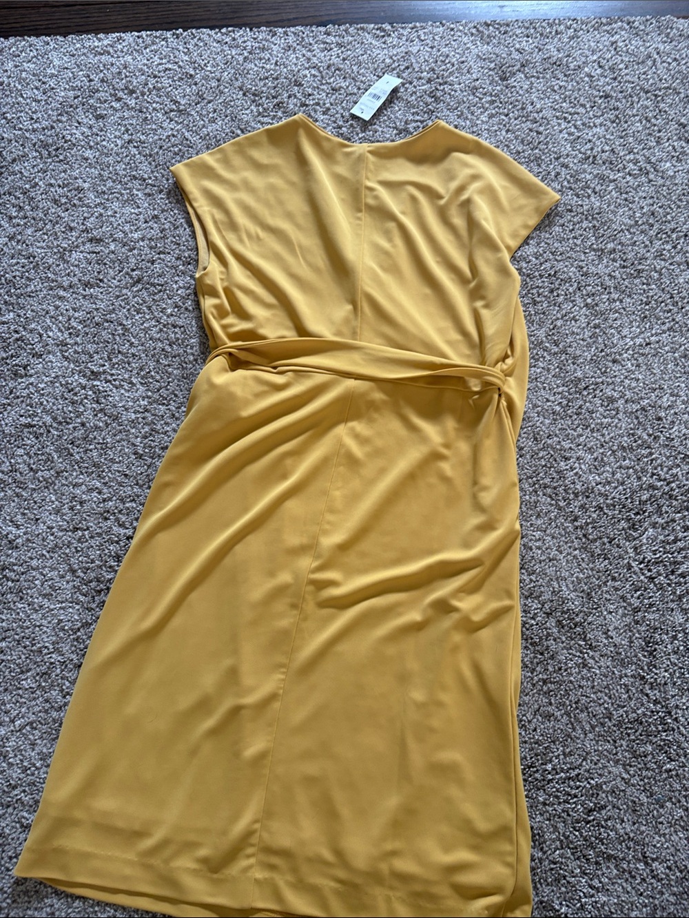 Ann Taylor Yellow Wrap Midi Dress with Side Tie - Picture 9 of 13